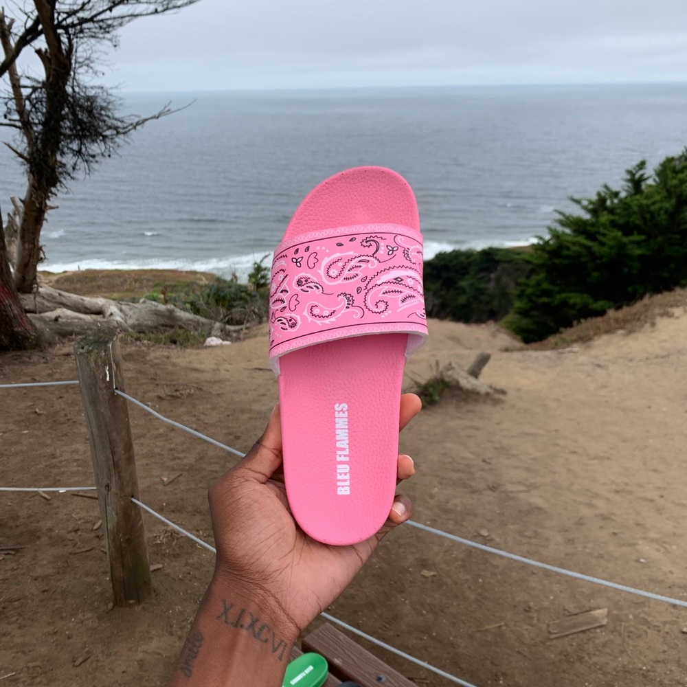 Pink Bandana Paisley Slides